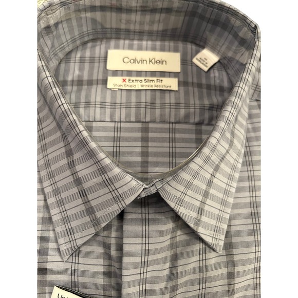 Calvin Klein Men's CK Extra-Slim Stretch Dress Shirt Z M Wrinkle-Resistant M1613 - Picture 5 of 7